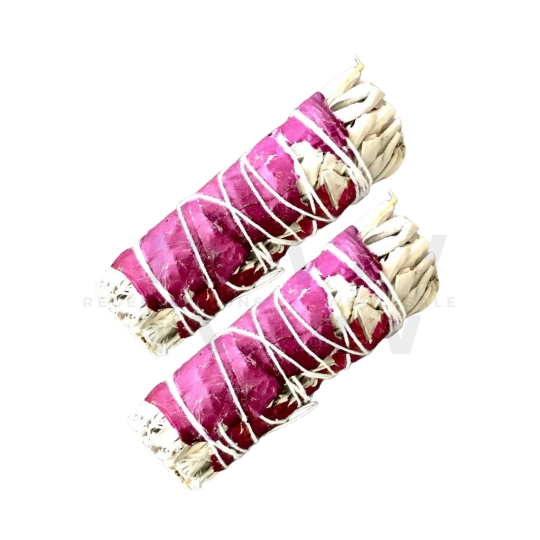 4" Red Rose Smudge Sage Sticks -Retail