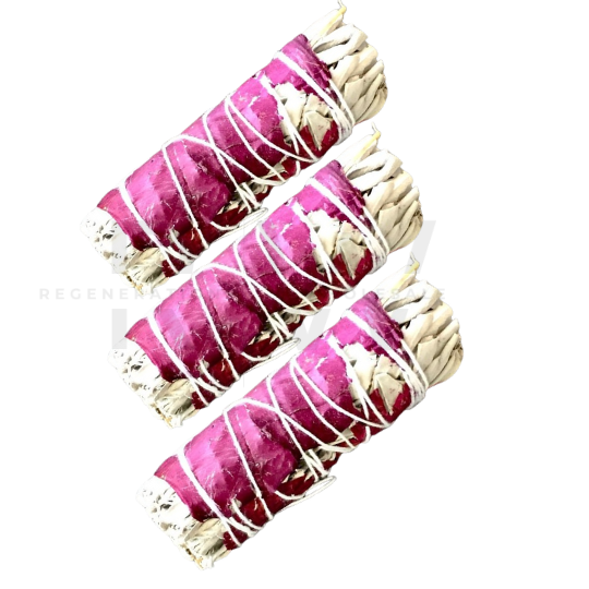 4" Red Rose Smudge Sage Sticks -Retail