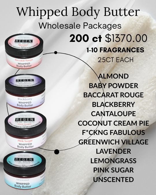 Whipped Body Butter 200ct $1370.00 PKG-Main  (Wholesale) -8 Fragrances (25ct of each)