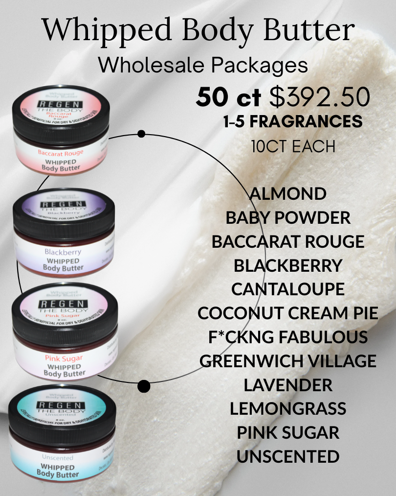 Whipped Body Butter 50ct $392.50 PKG (Wholesale) -5 Fragrance Options (10ct of each)