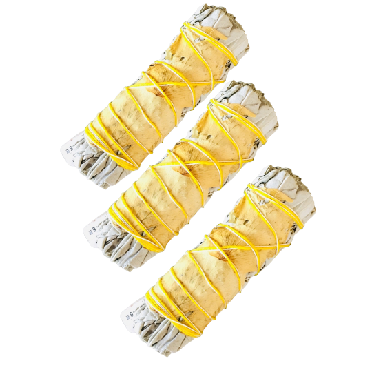 4" Yellow  Rose Smudge Sage Sticks -Retail